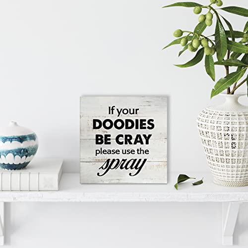 Rustic Funny Bathroom Wood Box Sign Decor - color: DOODIES