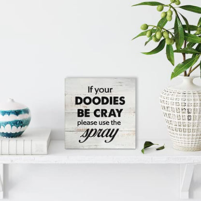 Rustic Funny Bathroom Wood Box Sign Decor - color: DOODIES