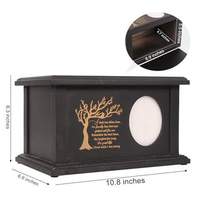 Wooden Urns for Human Ashes - Wood Cremation Urns Adult for Funeral, Burial or Home - Urns for Ashes Men Women - Decorative Urn for Ashes Male Female (Black Tree of Life, with Frame)