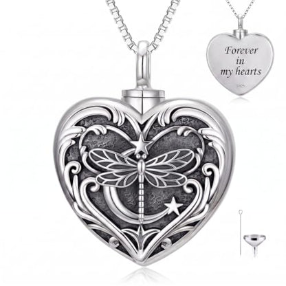 WINNICACA Cremation Jewelry for Ashes Locket Ashes Necklace Urn Necklace for Women Sterling Silver Cremation Necklace for Ashes Fine Keepsake Picture Necklace Memorial Jewelry - style: D05-Dragonfly Urn Necklace