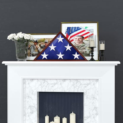 ASmileIndeep Flag Display Case - 5' x 9.5' Funeral & Military Flag Shadow Box with HD Tempered Glass and Wall Mount, Folded Triangle Flag Holder Frame for Veterans, Cherry Red - size: For 5' x 9.5' Flag-Cherry Red
