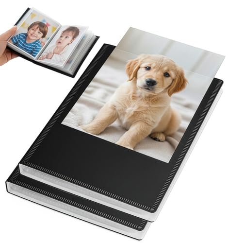 Performore Photo Book Album - 2 Pack of 4x6 Photo Albums - Small Photo Album Binder, Customizable Front Cover, Baby Photo Albums with 24 Photo Pockets, Holds 48 Pictures (Black)