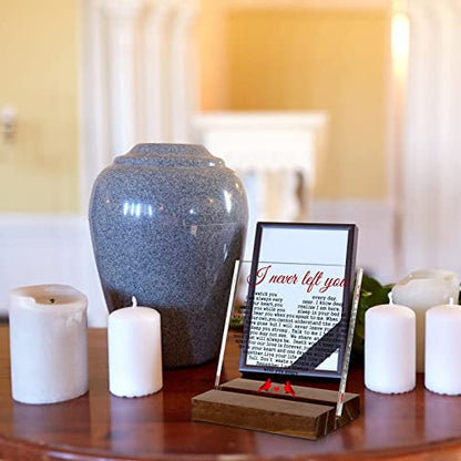 Red Cardinal Sympathy Memorial Gift Acrylic Wood Keepsake for Loss | Loss Loved One Father Mother, I Never Left You Cardinal, Acrylic Plaque Wooden Stand, Table Decor, Bereavement Gift