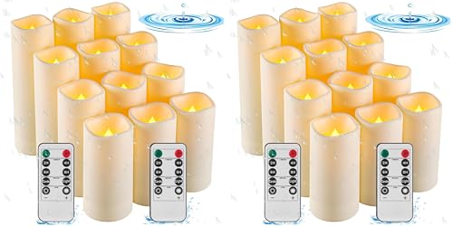 Da by Waterproof Outdoor Flameless LED Battery Candles, 12 High-Temperature Resistant Simulated Candles (Pack of 2) - color: watertight#12*1, size: 12-Pack (Pack of 2)