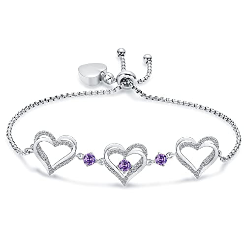 shajwo Heart Urn Bracelet for Ashes for Women - color: Silver-Purple