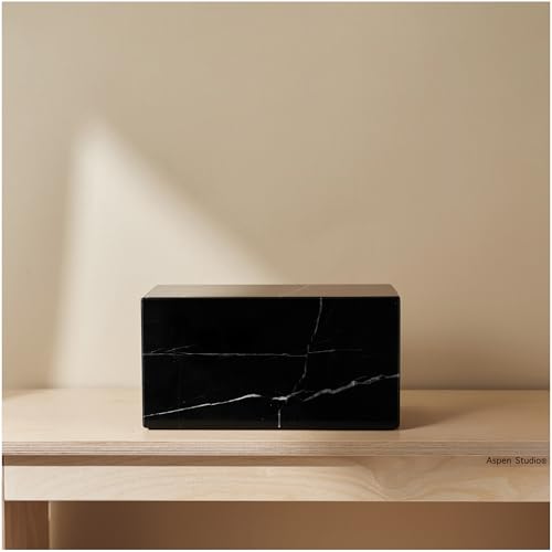Aspen Studio AspenStudio Genuine Black Marquina Marble Cremation Urn for Adult Human Ashes Black Maquina Marble Urn