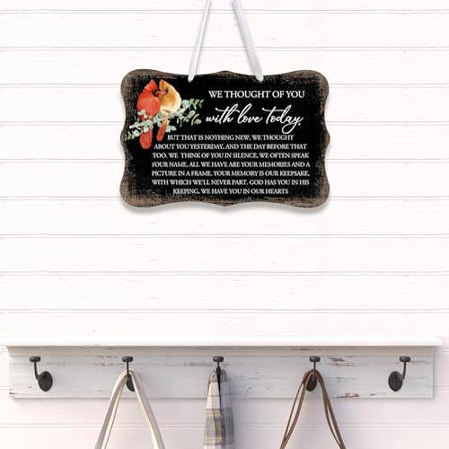 LifeSong Milestones Memorial Wall Hanging Signs Bereavement Keepsake Condolence Funeral Gift For Loss of Loved One 8x12 (We Thought Of You With (Black)) - color: We Thought Of You With (Black)