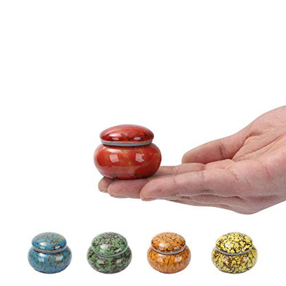 Small Ceramic Urn for Human Ashes - 1.6'' Handicrafted Beautiful Tiny Keepsake - Mini Urn Holds 1.2 Cubic Inches (Red) - color: Red
