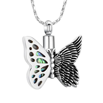 Imrsanl Butterfly Urn Necklace for Ashes Angel Wing Cremation Jewelry Keepsake Funeral Memorial Pendant Gifts of Loss Loved Ones for Women - color: Silver