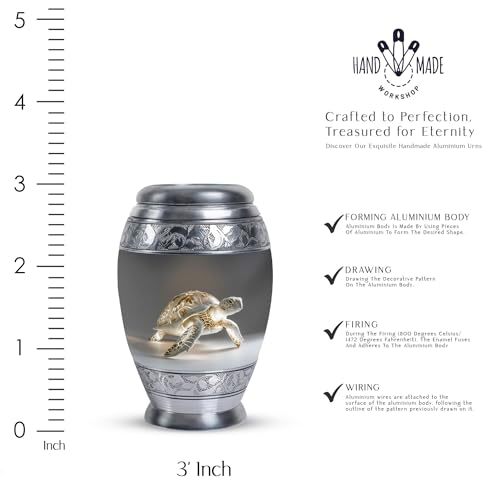 Fantasy Turtle Urn for Ashes Adult Male - Urn for Ashes for Women | Turtle Urn - Sea Turtle Urns for Human Ashes - Urns for Human Adult Man - 3" Small Urn 2/3 Tablespoon of Ashes - Keepsake Box - size: 3 inch (Set of 1)
