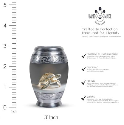 Fantasy Turtle Urn for Ashes Adult Male - Urn for Ashes for Women | Turtle Urn - Sea Turtle Urns for Human Ashes - Urns for Human Adult Man - 3" Small Urn 2/3 Tablespoon of Ashes - Keepsake Box - size: 3 inch (Set of 1)