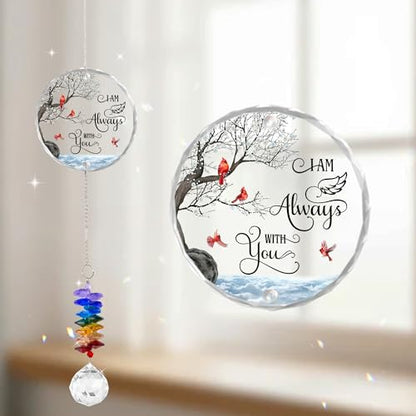 Glass Ornament Suncatcher - I am Always with You - Sympathy Gift for Loss of Loved One - Grief Gifts - Heaven Funeral Keepsake - Mother's Day for Mom Dad Grandpa Grandma - color: Always With You