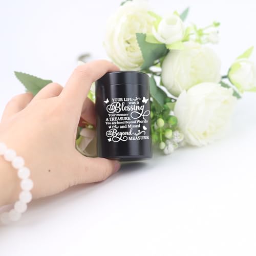 Generic 3 Inch Small Aluminum Mini Cremation Urn Memorial Ashes Urn - Black, Letter Print - Decorative Urns