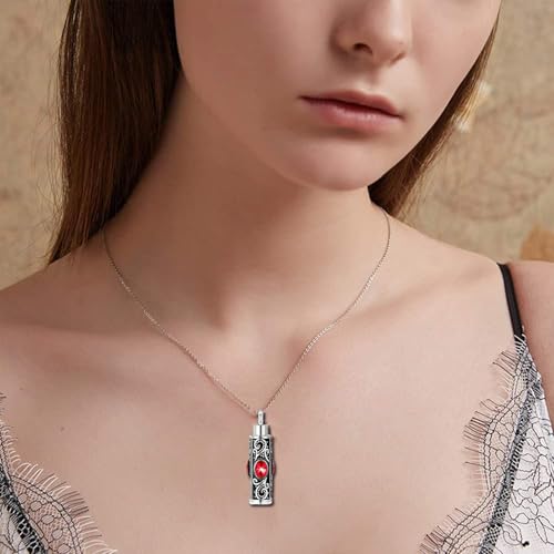 5 Piece Urn Necklace for Ashes, Red Cremation Jewelry for Ashes, Crystal Heart Cross Cubic Ashes Necklace with Angel Wing, Ashe Keepsake for Men and Women with Small Spoon, Funnel, Velvet Bag - color: red