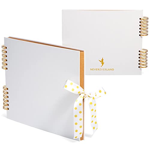 Never Ever Land Scrapbook Album – 12x10 White Scrap Book. Scrapbooking Supplies, Memory Book, Wedding Guest Book, Photo Album, Baby Shower Gifts, Valentines, Engagement Gifts - color: White