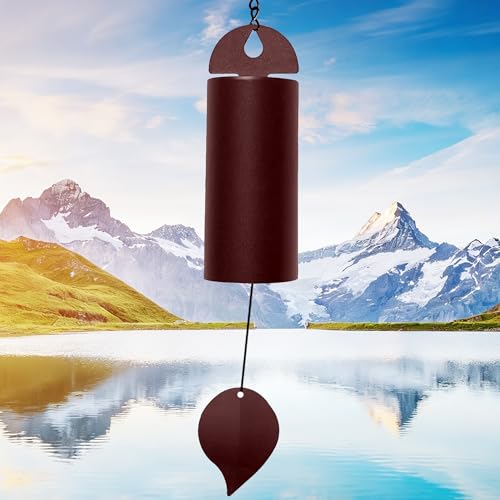 Wind Chimes for Outside Deep Tone, Large Metal Cylinder Memorial Wind Chimes Outdoor - Serenity Bell with Deep Resonance Outdoor Decor for Garden Patio Yard Porch - Brown - size: Brown