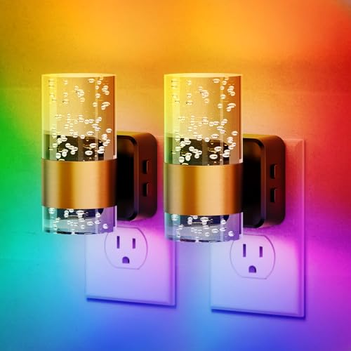 JandCase Night Lights Plug into Wall 2 Pack Color Changing Night Light Kids - color: Gold-RGB, size: 2 Pack