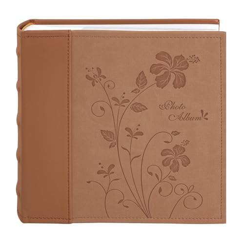 Photo Album holds 4x6 200 Horizontal Pictures with Memo Space (Brown) - color: Brown