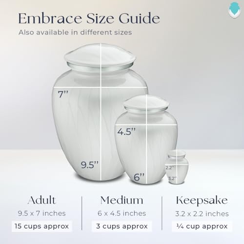 Geturns Embrace Adult Personalized Picture Cremation Urns for Human Ashes I Large Photo Pearl White Funeral Urn for Men and Women I 200 lbs - color: Pearl White