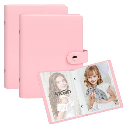 Ruibytree 2 Pack Small Photo Albums 4x6 Pictures, 104 Photos Total, Pink - color: Pink