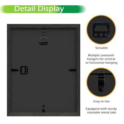 FrameWorks 8.5x11 Driftwood Wooden Shadow Box Frame – Soft Felt Back, Tempered Glass, and Included Elegant White Ball Push Pins - color: Black Driftwood, size: 8.5"x11"