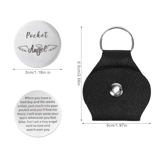 Mikovivi Pocket Angel Hug Coin Token Keychain Thoughtful Long Distance Funny Friendship Gift with Holder for Family Coworker Men Women Him Her Dad Mom Son Daughter Brother Sister Boy Girl Friend