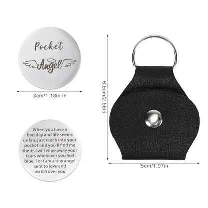 Mikovivi Pocket Angel Hug Coin Token Keychain Thoughtful Long Distance Funny Friendship Gift with Holder for Family Coworker Men Women Him Her Dad Mom Son Daughter Brother Sister Boy Girl Friend