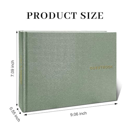 Wedding Guest Book – Guest Book for Receptions, Baby Showers & Celebrations | Sage Green Linen Hardcover, Polaroid Guest Book with 100 Half Blank and Lined Pages for Signatures and Photos - color: A Sage Green