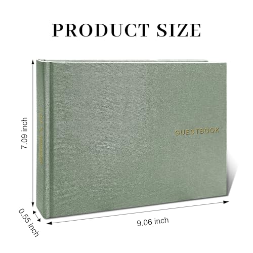 Wedding Guest Book – Guest Book for Receptions, Baby Showers & Celebrations | Sage Green Linen Hardcover, Polaroid Guest Book with 100 Half Blank and Lined Pages for Signatures and Photos - color: A Sage Green