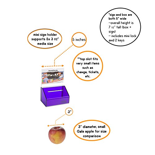 SOURCE ONE Acrylic Heavy Duty Donation/Ballot Box with Lock and Sign Holder - color: Purple, size: 2 Pack
