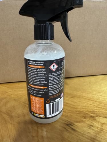 CLARK'S Stone & Quartz Cleaner 12 oz, with Microfiber Cloth - Citrus Scent | Stone & Quartz Cleaner + Protector - Water Based Surface Spray - Granite, Quartz & Marble Cleaner For Countertops & Floors