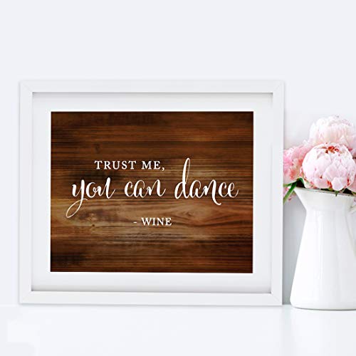 Andaz Press Wedding Party Signs, Rustic Wood Print, 8.5x11-inch, Trust Me, You Can Dance - Wine, 1-Pack, Unframed - color: Bar Trust Me Wine