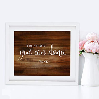 Andaz Press Wedding Party Signs, Rustic Wood Print, 8.5x11-inch, Trust Me, You Can Dance - Wine, 1-Pack, Unframed - color: Bar Trust Me Wine