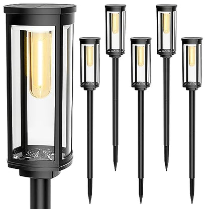 COXSENI Solar Pathway Lights Outdoor Waterproof Warm White, 6 Pack - color: Warm White, size: 6Pack