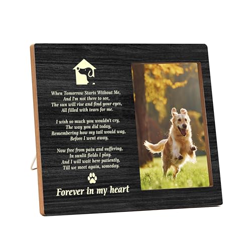 Dog Memorial Picture Frame, In Loving Memory Wooden Photo Frame, Sympathy & Bereavement Gifts for Loss of Dog - 'When Tomorrow Starts Without Me' Frame - Pet Remembrance Gift - c06 - style: Dog Memorial 5