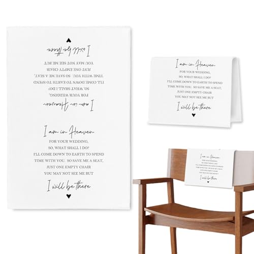 In Loving Memory Wedding Sign, I Am in Heaven for Your Reserved Chair Sign Pew Cloths Seating Placeholder, Wedding Decorations for Reception Celebrations Event (2 Pcs) - color: Heaven 03,2 Pcs