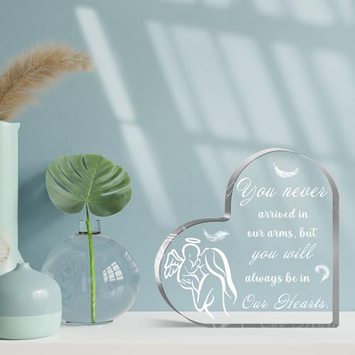 Miscarriage Gifts for Mothers, Miscarriage Condolence Gifts for Mothers, Sympathy Gift for Loss of Baby, Memorial Sorry for Loss Loving Infant, Remembrance Gift, Heart Acrylic Desk Sign, Grieving Gift - style: 043