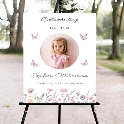 Kid Celebration of Life Welcome Sign, Editable Floral Funeral Welcome Sign, in Loving Memory Sign, Celebration of Life Funeral Sign, Celebration of Life Sign, Funeral Photo Sign #Ki12 - color: Version #24