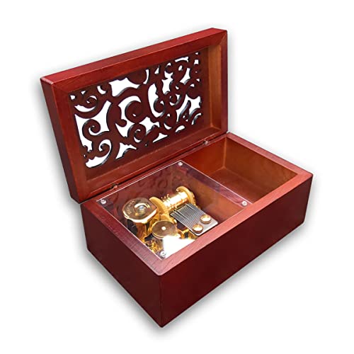 BinkeGG Play [ Let It Go ] Brown Wooden Hollow Out Jewelry Box Clockwork Music Box with Sankyo Musical Movement - color: Hollow Out Jewelry Box, size: Let It Go