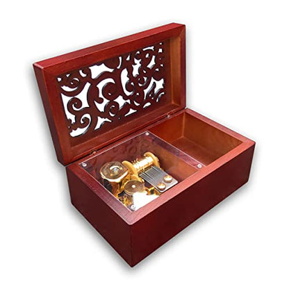 BinkeGG Play [ Music Box Dancer ] Brown Wooden Hollow Out Jewelry Box Clockwork Music Box with Sankyo Musical Movement - color: Hollow Out Jewelry Box, size: Music Box Dancer