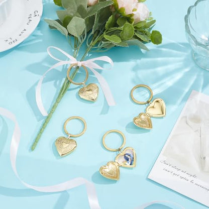 UNICRAFTALE 4Pcs Locket Keychain Personalized Memory Locket Key Chain with Photo Custom Pictures Photo Keychain for Gift - color: Gold, style: Heart