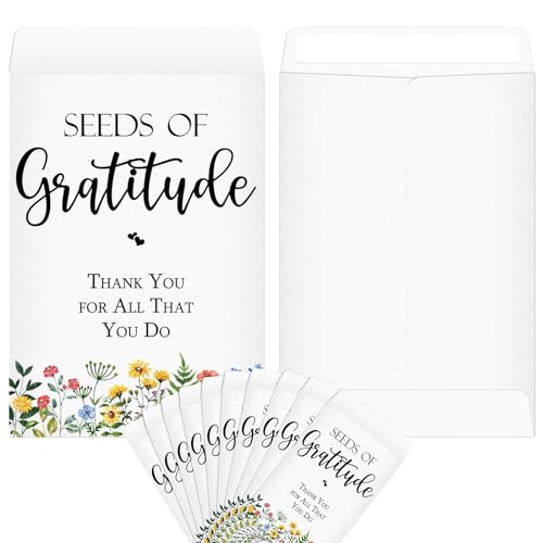 Colarr 50 Pack Wildflower Seed Packets Self Adhesive Thank You Seed Packets Rustic Floral Seeds Storage Pockets Kraft Envelopes for Coworker Baby Shower Wedding Gratitude Gift Office Party Favors