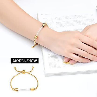 constantlife Stainless Steel Cremation Bracelet for Ashes - Transparent Glass Tube Urn Bangle Memorial Jewelry for Men Women - color: Golden