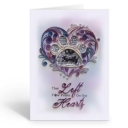 Pet Memory Card, Pet Loss Sympathy Memorial Card, Animal Loss Sympathy Card, Thinking Of You Card, Condolence Quilling Card for Him, Her, Friend and Love (Pet Loss Paw Prints) - color: Pet Loss Paw Prints
