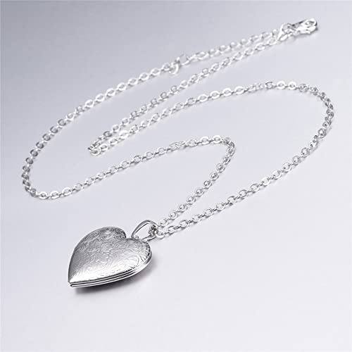 2 Pcs Locket Necklace that Holds Pictures Stainless Steel Locket Pendant Necklace Memory Photo Pendant Necklace for Women Girls - color: Heart style 5