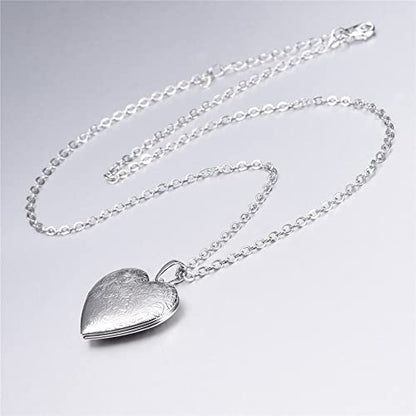 2 Pcs Locket Necklace that Holds Pictures Stainless Steel Locket Pendant Necklace Memory Photo Pendant Necklace for Women Girls - color: Heart style 5