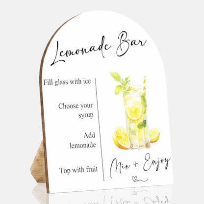 Lemonade Bar Sign, Wedding Lemon Drinks Wooden Stand Sign 8x10 Inch - color: Lemonade