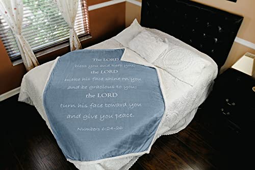 Prayer Blanket, Ultra Soft DoubleLayer Scripture 50x65 Bluish Gray Blanket | Christian , 100% microfiberpolyester , promote healing in illness, depression , gift for women and men - color: Bluish Gray, size: Numbers 6:24-26