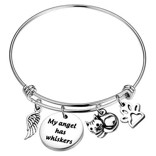 bobauna Pet Memorial Keychain My Angel Has Whiskers Pet Loss Jewelry Sympathy Loss Of Cat Gift For Cat Lover Family Friend - color: Cat Whiskers Bracelet