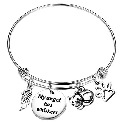 bobauna Pet Memorial Keychain My Angel Has Whiskers Pet Loss Jewelry Sympathy Loss Of Cat Gift For Cat Lover Family Friend - color: Cat Whiskers Bracelet